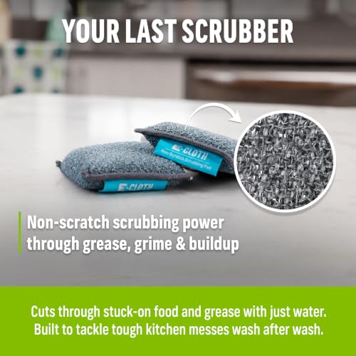 E-Cloth Non-Scratch Scrubbing Pads - Gray, 2 Pack Reusable Sponges