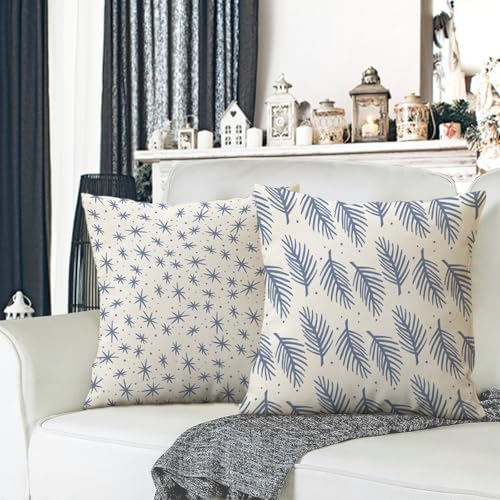 Winter Snowflakes Decorative Throw Pillow Covers 18x18, Set of 4