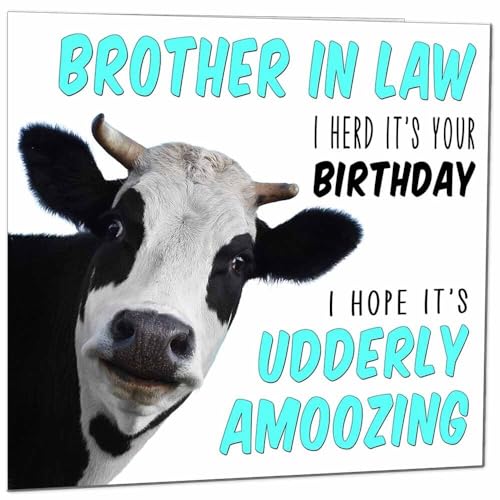 Funny Brother-in-Law Birthday Card - Cow Pun Greeting Card