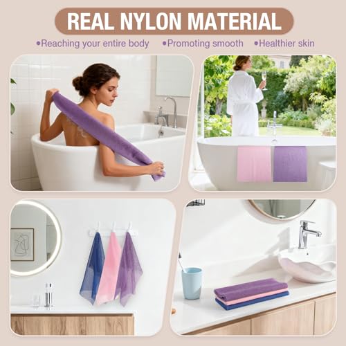 Extra-Long African Net Sponge 3-Pack - Exfoliating Body Scrubber for Back