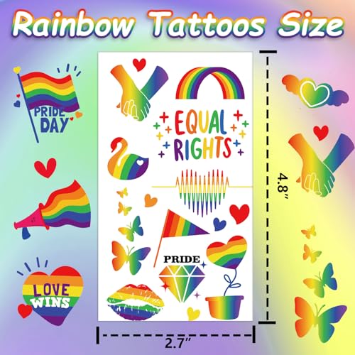 Garsellen 119+ Pcs Gay Pride Temporary Tattoos Rainbow Flag Stickers