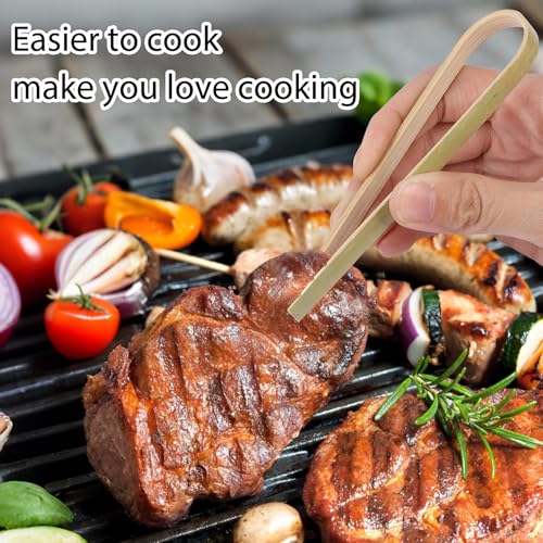 Mini Bamboo Tongs - 20 Disposable Wooden Tongs for Charcuterie
