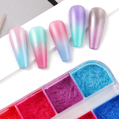 Brtavizvy Gradient Neon Pearlescent Nail Powder 2-Box Set