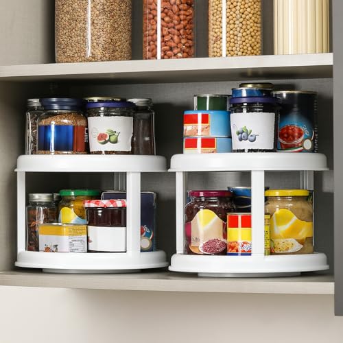 LANDNEOO 10-Inch 2-Tier Lazy Susan Turntable Spice Organizer for Cabinet