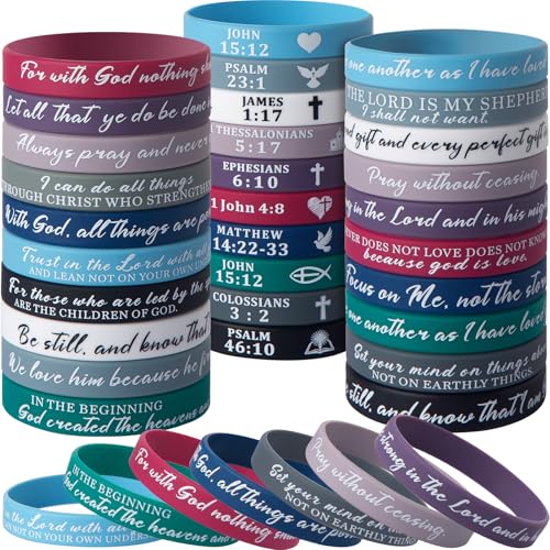 Retro Colors Bible Verse Silicone Bracelets - Bulk Wristbands