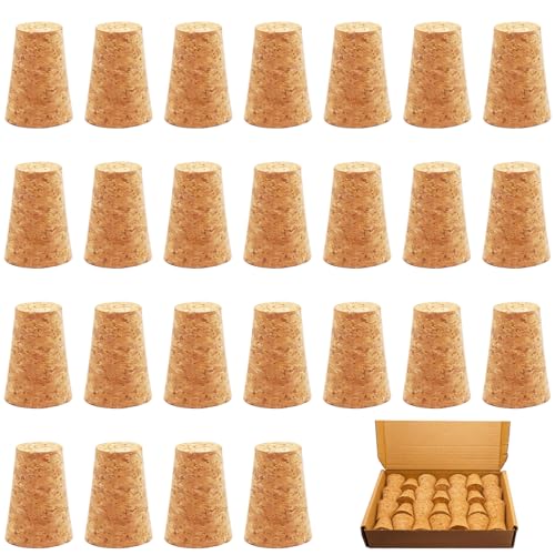 25-Pack Natural Cork Stoppers, 0.94" x 0.67" x 1.38" Tapered Bottle Plugs