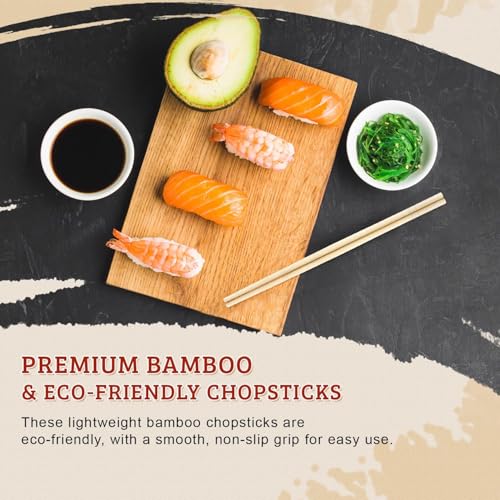 52USA Individually Wrapped Disposable Bamboo Chopsticks, 9-Inch (100 Pairs)