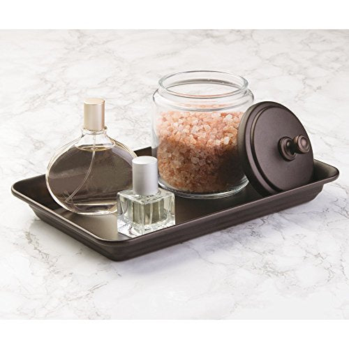 iDesign Metal Vanity Tray for Cosmetics Jewelry & Keys, 6.5x10 Inches, Bronze Finish