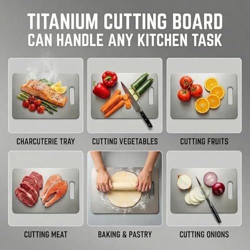 Roying 100% Titanium Cutting Board, 13.4" x 9" Non-Slip Prep & Serving Tray