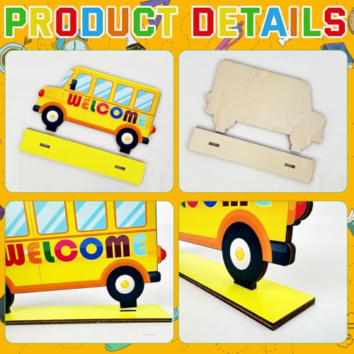 Back to School Wooden Table Decorations - 4 Pack Classroom & Party Decor