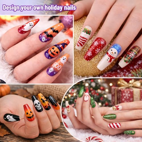 NUNUDA 12 Colors Nail Art Pens Set - 0.5mm Waterproof Quick-Drying Markers