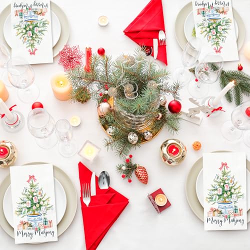 Christmas Party Paper Napkins - 100 Pcs Holiday Dinner Table Decor