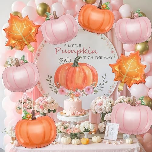 Pumpkin Foil Balloon Set, 21-Inch Fall Decor for Baby Shower & Birthday