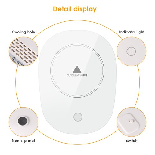 Coffee Mug Warmer for Desk, 131°F/55°C Constant Temperature Cup Warmer with Waterproof Panel, Smart Beverage Heater for Coffee, Tea, Milk, Manual On/Off Switch, Home & Office Essentials