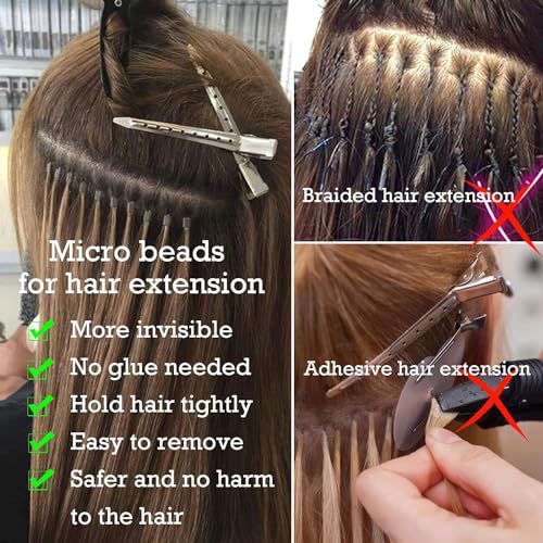 Peiyulex 5mm Silicone Lined Hair Extension Micro Beads - Black 200pcs