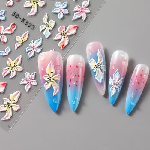 TailaiMei Gold and Silver Star Nail Stickers - 4 Sheets Embossed Self-Adhesive Nail Art Decals for DIY Manicure