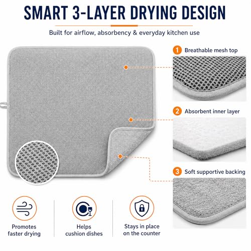Hydro2Go XL Dish Drying Mat, 24 x 17 Inch Microfiber Countertop Pad - 1 PCS