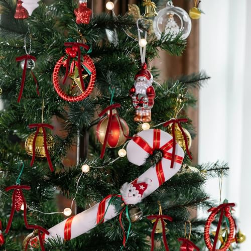 24 Pcs Velvet Burgundy Christmas Tree Bows - Premium Holiday Decor