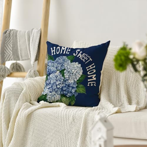 AVOIN colorlife Hydrangea Floral Throw Pillow Cover, 18 x 18 Inch Spring Case