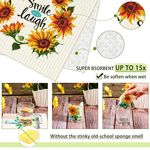 CHENGU 6 Pcs Swedish Dishcloths - Decorative, Absorbent Tea Towels
