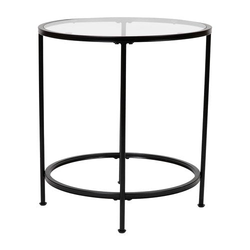 Flash Furniture Astoria Collection Round End Table - Modern Clear Glass End Table - Matte Gold Frame