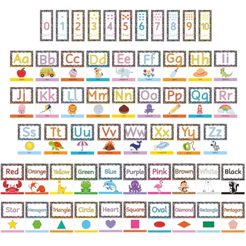 57 Pcs Composition Book Alphabet & Number Cards for Classroom