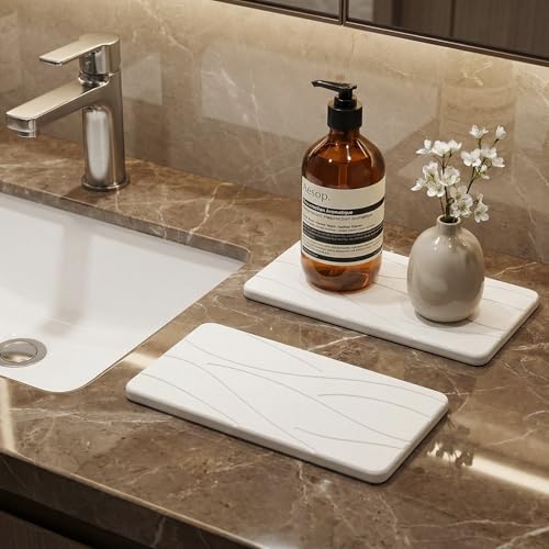 Diatomite Stone Drying Tray Set - Fast Drying Soap Dish for Sink