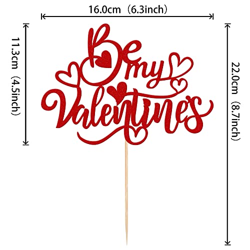 Valentine's Day Cake Topper - Glitter Heart Decoration, 6.3x8.7in
