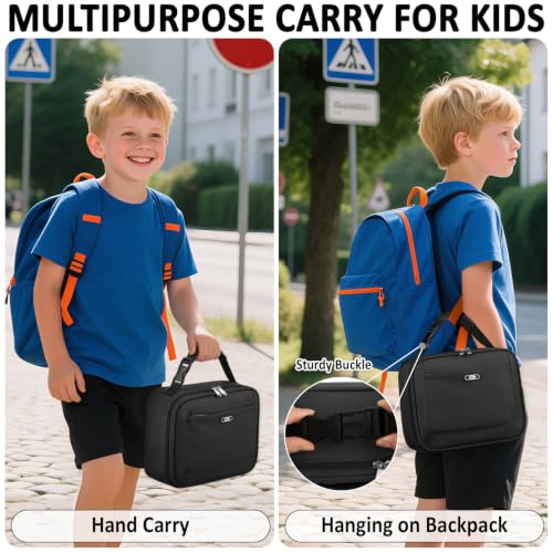 Tenot Insulated Lunch Bag for Kids - Medium, Black Thermal Tote