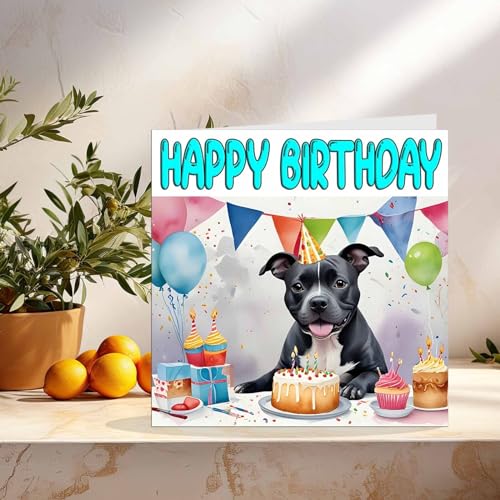 Staffordshire Bull Terrier Birthday Card - Staffie Dog Card