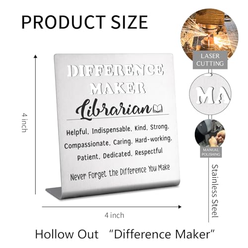 Difference Maker Stainless Steel Desk Sign | Librarian Appreciation Gift