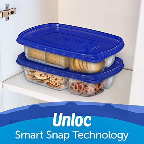 Ziploc Divided Rectangle Food Storage Containers, 8 Count, Leak-Proof