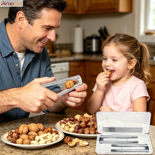 Silver Stainless Steel Nut Cracker & Seafood Picks Set - 2Pcs & 4 Picks
