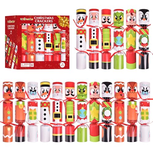 Christmas No Snap Party Favors with Hats and Prizes - 18 Pack