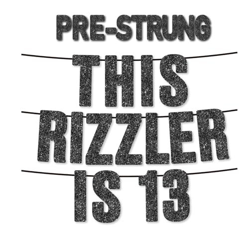 Pre-Strung Black Glitter 13th Birthday Banner - Funny Gen Z Design