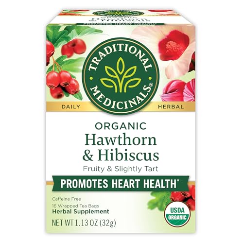 Organic Hawthorn & Hibiscus Tea Bags - Promotes Heart Health | 16 Count