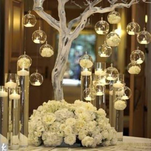 Skiennix Hanging Glass Tealight Holders - 12 Pcs Globe Terrariums for Indoor/Outdoor Decor
