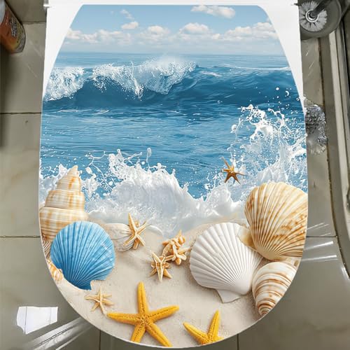 Beach Shells Toilet Cover Decal - Waterproof Self-Adhesive Vinyl Decoration