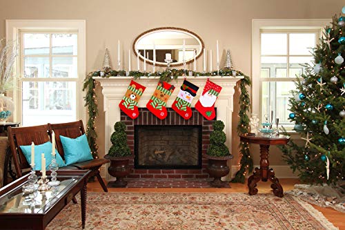 Large 15 Inch Christmas Stockings Set with Santa Snowman Reindeer Bear - Holiday Decor & Gift Pouch, 4 Patterns