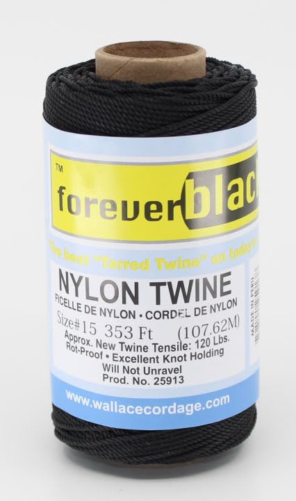 #15 X 355' Forever Black Tarred Twisted Nylon Twine 1/4 lb