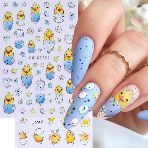Easter Bunny Nail Art Stickers - 12 Sheets 3D Self-Adhesive Rabbit Decals