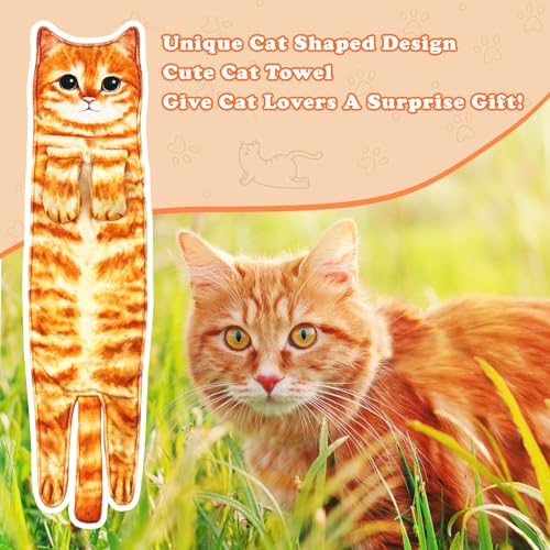 Orange Cat Hand Towel, Decorative Hanging Kitchen and Bathroom Towel