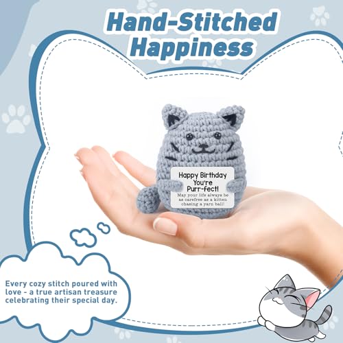 Hand-Crocheted Gray Cat Birthday Gift - Charming Decor