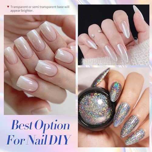 Born Pretty Pearl Chrome Nail Powder Set - 4 Boxes Holographic Glitter Pigment