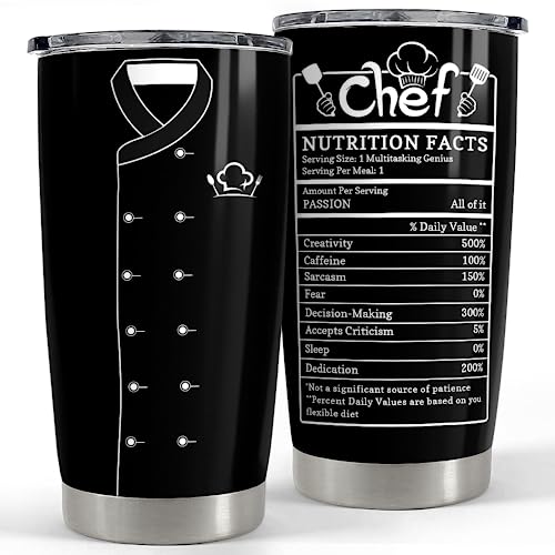 Chef Insulated Stainless Steel Tumbler 20oz Travel Mug - Gift for Men Women