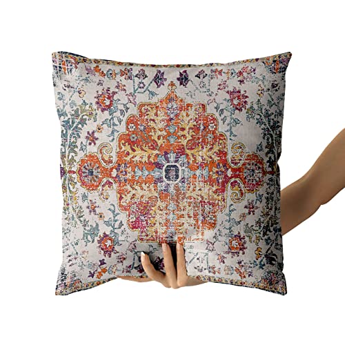 Kawani Boho Carpet Throw Pillow Covers, 18x18 Vintage Ethnic Set of 2