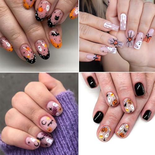 Namrec 9 Sheets Halloween Nail Stickers 3D Self-Adhesive Decals