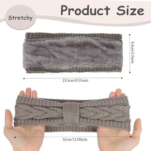 AMCAMI Fleece Lined Winter Headbands for Women 3 Pack Knit Ear Warmers