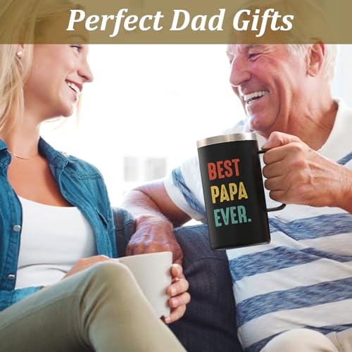 Black 20oz Insulated Coffee Mug - Best Papa Ever Gift from Daughter Son