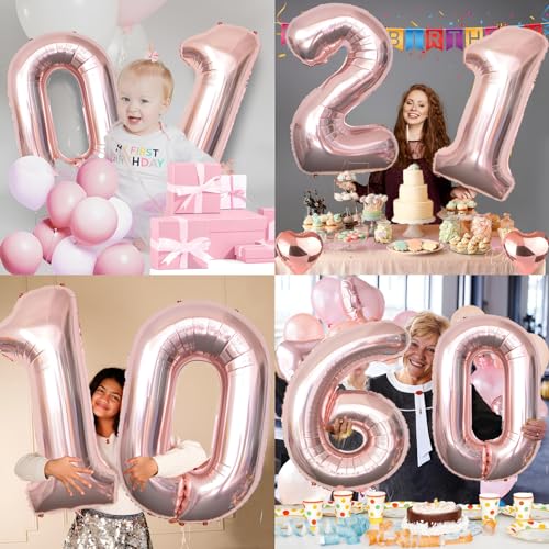 Keyali 40-Inch Rose Gold Number 6 Foil Helium Balloon for Birthday Party